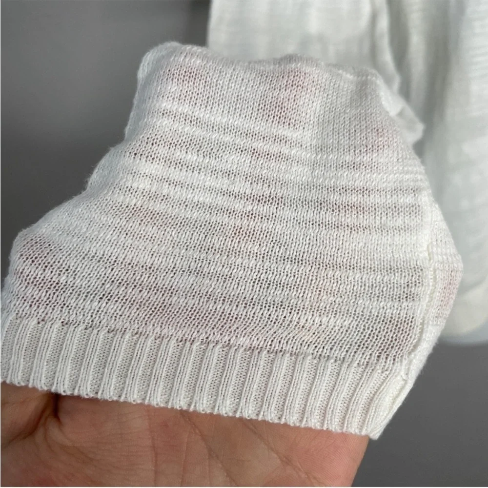 CABI 5005 White Sophia Lace Back Sweater Romantic Feminine - Picture 4 of 8